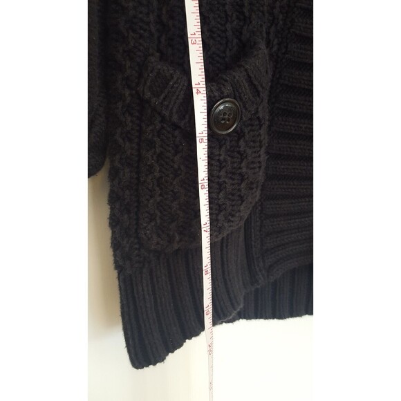 EDC by Esprit crop Cardigan Black Bulky Cotton Cabled, Hooded, size Medium - Picture 6 of 12